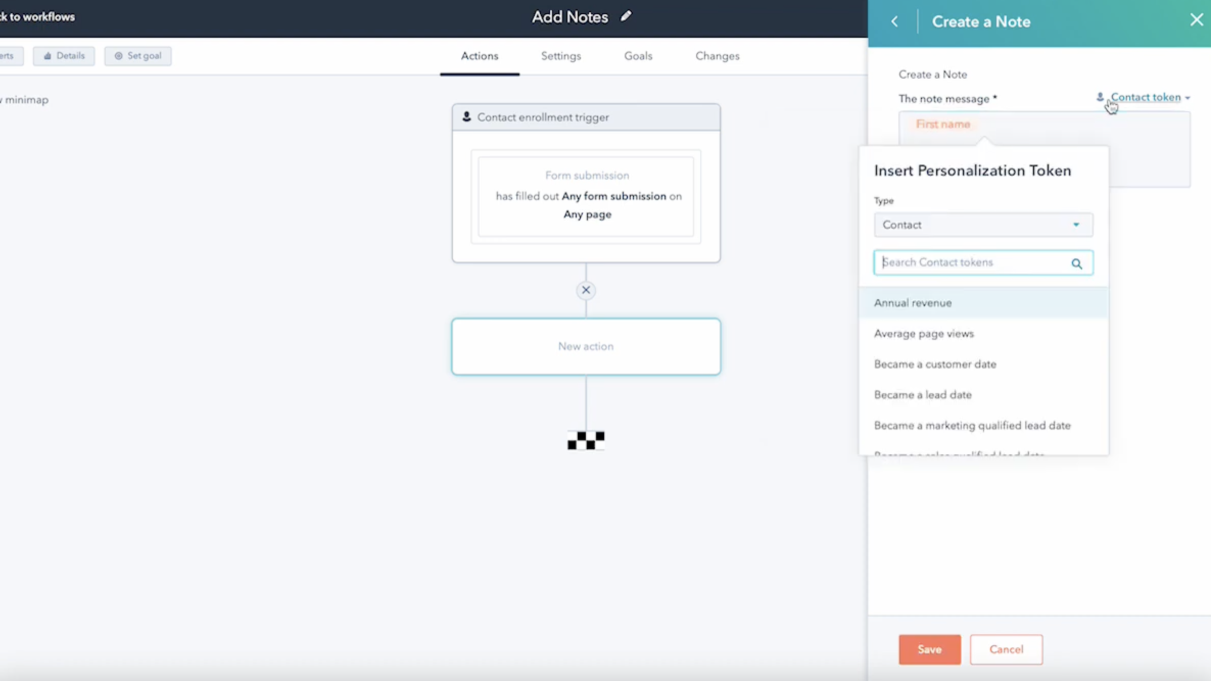 Customise the note using tokens